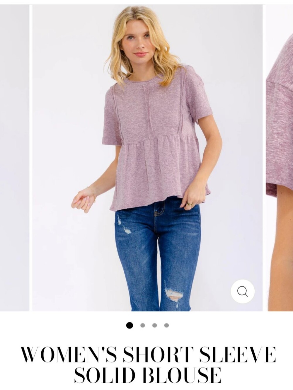 Women’s Short Sleeve Peplum Top - Dusty Lilac